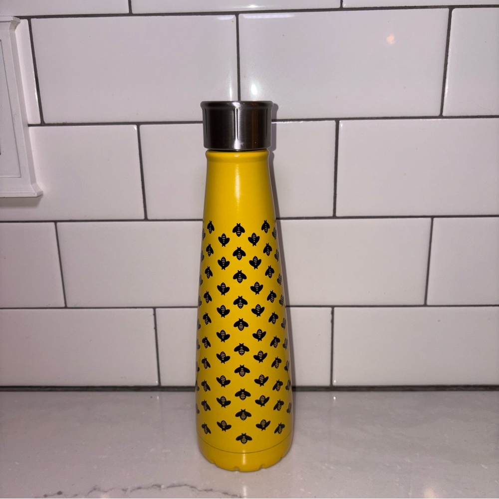 Yellow Water Bottle with Black Pattern